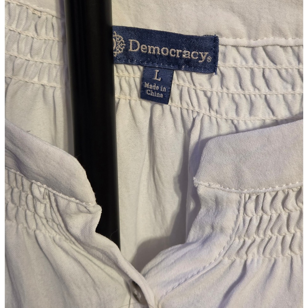 Democracy Boho Oversized Button Up Blouse Women's Size Large White - Picture 3 of 10